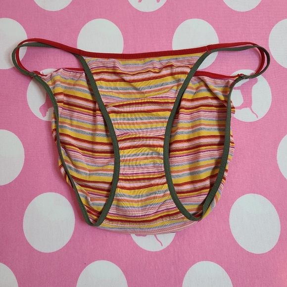 VTG VS PINK Graphic Cotton Double String Bikini Panty Size M
